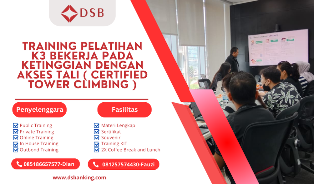 TRAINING PELATIHAN K3 BEKERJA PADA KETINGGIAN DENGAN AKSES TALI ( CERTIFIED TOWER CLIMBING )