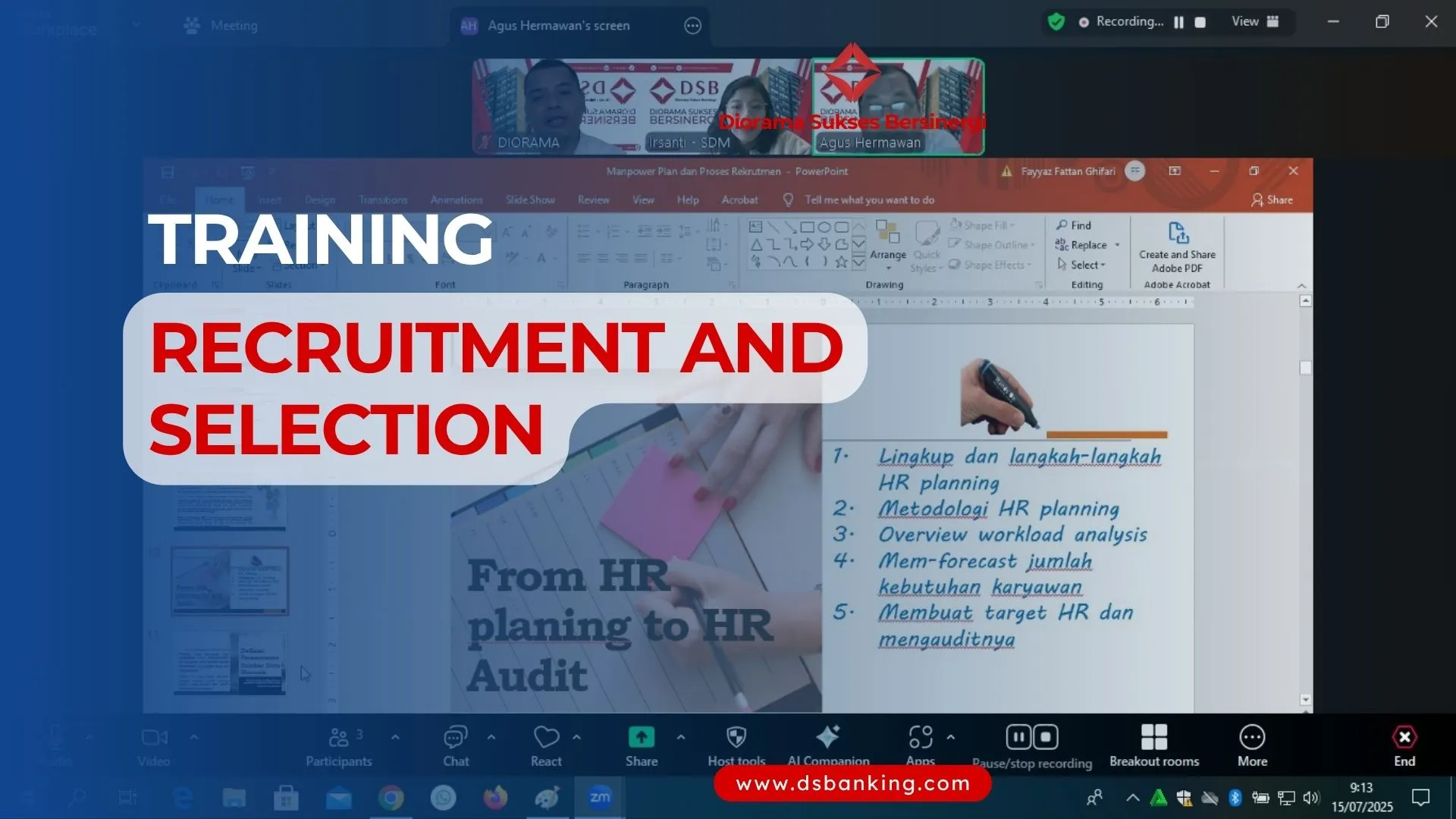TRAINING RECRUITMENT AND SELECTION
