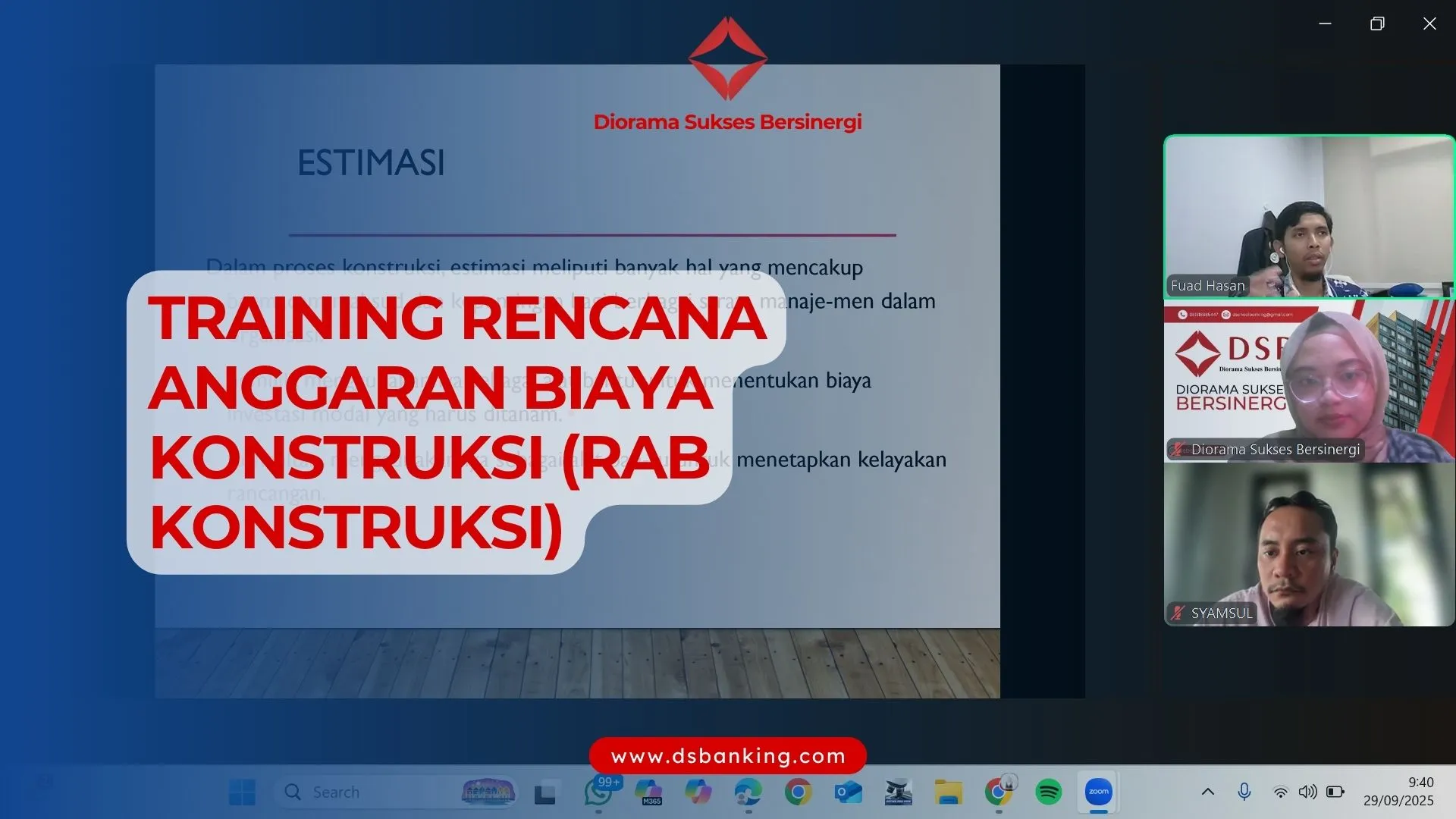 TRAINING RENCANA ANGGARAN BIAYA KONSTRUKSI