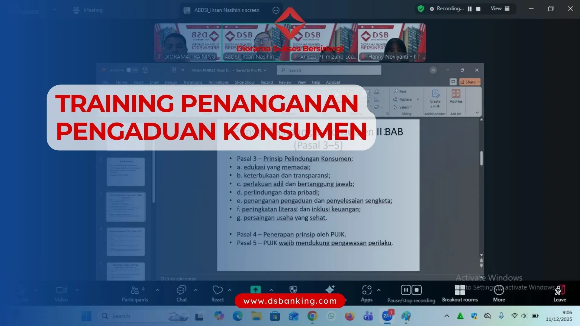 TRAINING PENANGANAN PENGADUAN KONSUMEN