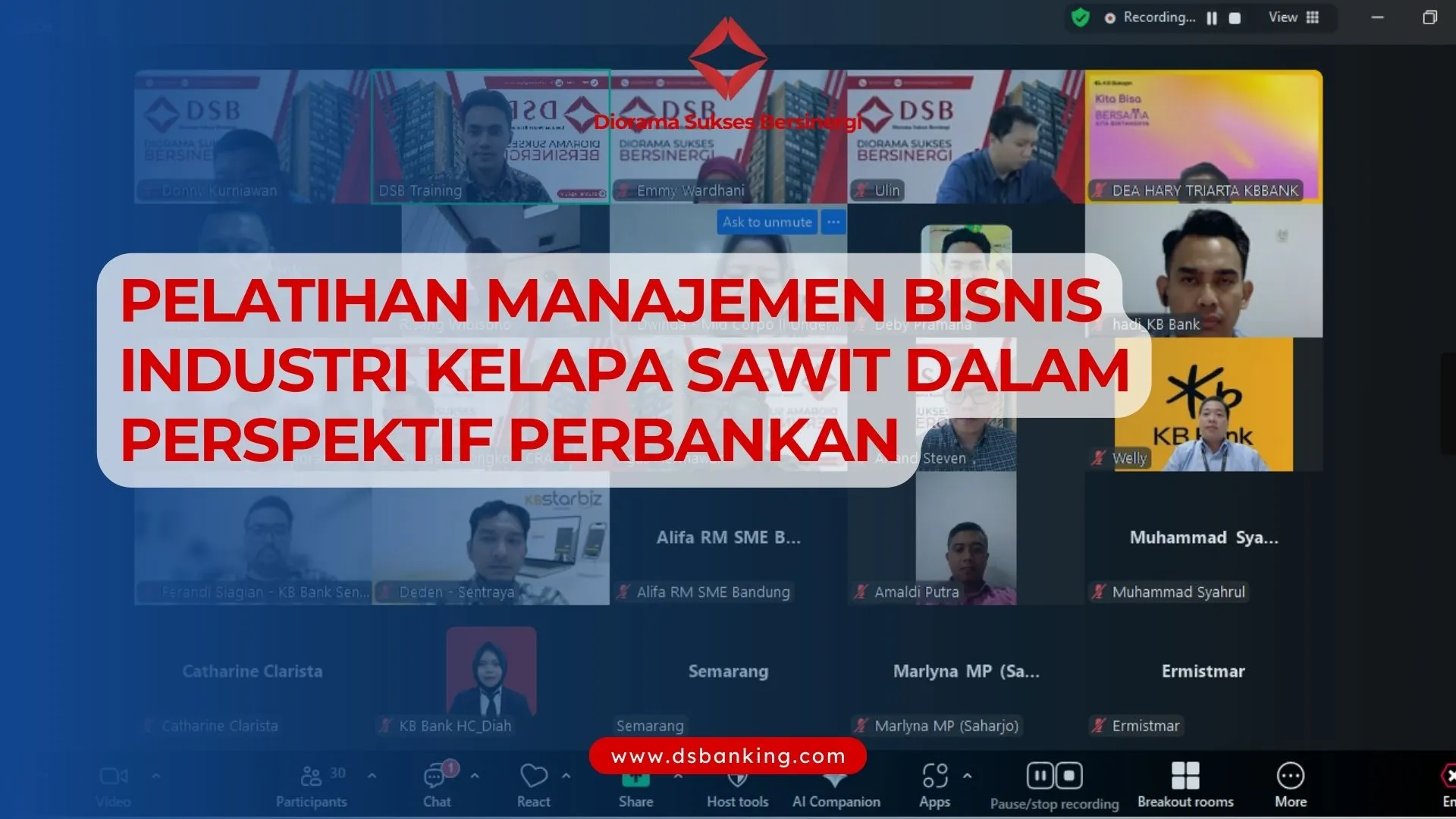 PELATIHAN MANAJEMEN BISNIS INDUSTRI KELAPA SAWIT DALAM PERSPEKTIF PERBANKAN