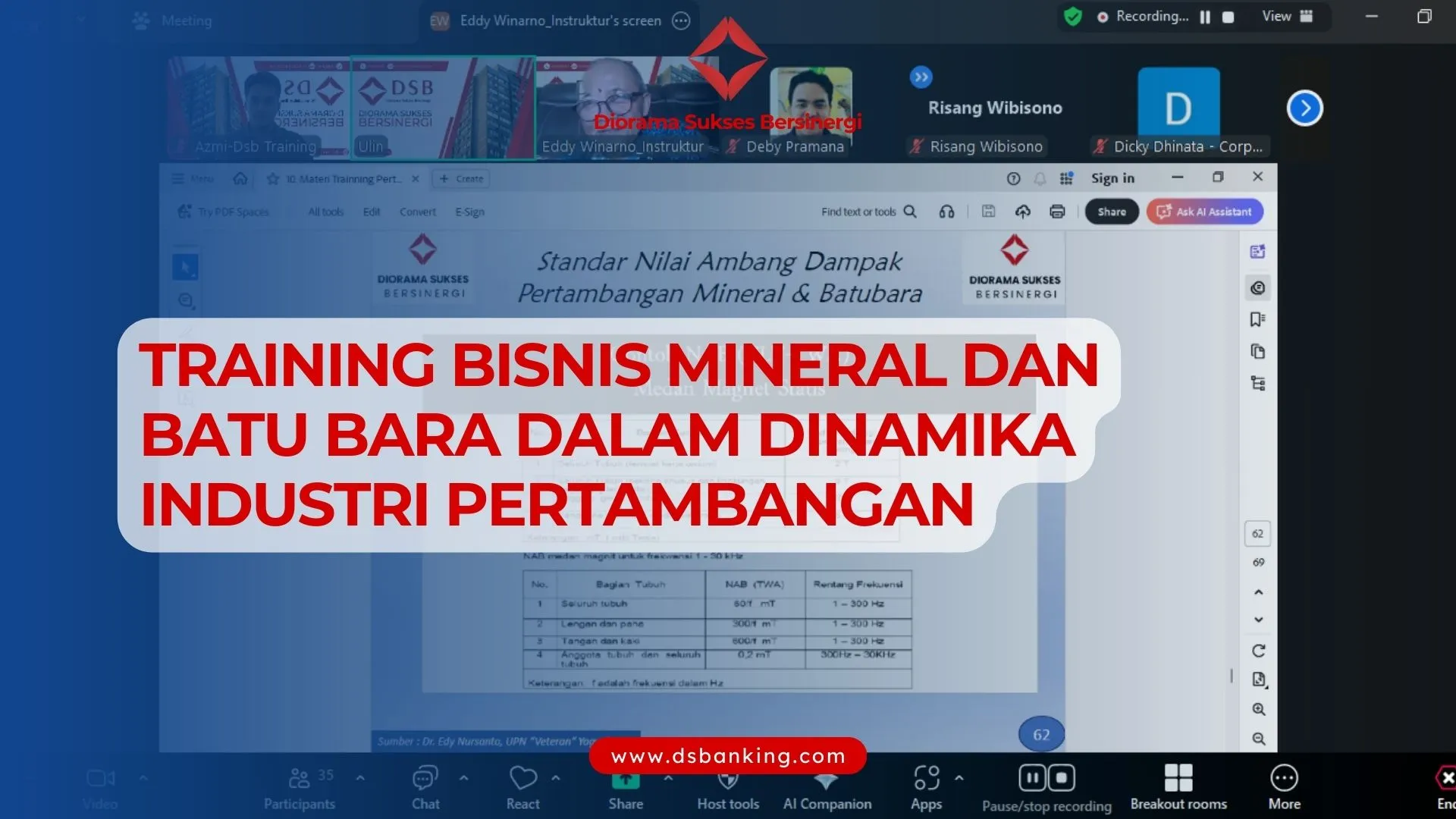 TRAINING BISNIS MINERAL DAN BATU BARA DALAM DINAMIKA INDUSTRI PERTAMBANGAN