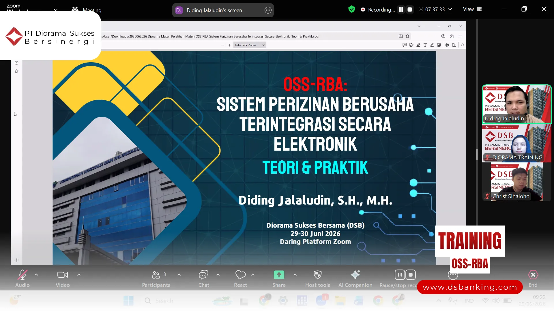 PELATIHAN OSS-RBA JAKARTA
