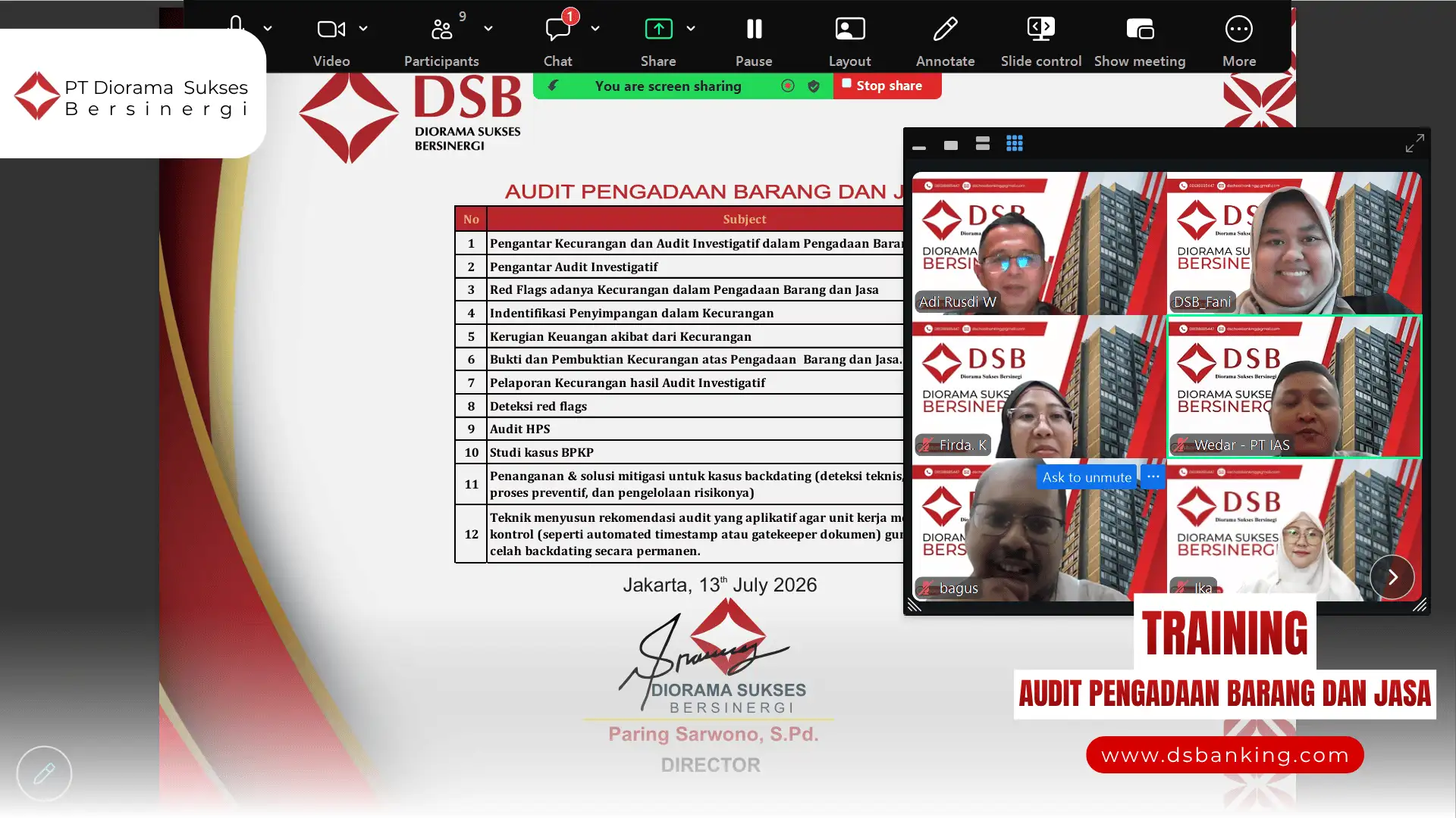 TRAINING EVALUASI PENGADAAN ONLINE